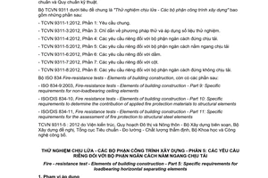 Tiêu chuẩn quốc gia TCVN 9311-5:2012(ISO 834-5:2000) về Thử nghiệm chịu lửa - Các bộ phận công trình xây dựng - Phần 5: Các yêu cầu riêng đối với bộ phận ngăn cách nằm ngang chịu tải