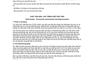 Tiêu chuẩn quốc gia TCVN 9239:2012 về Chất thải rắn - Quy trình chiết độc tính