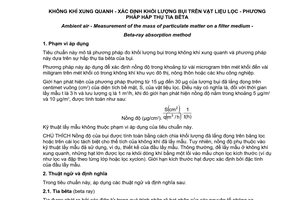Tiêu chuẩn quốc gia TCVN 9469:2012 về Không khí xung quanh - Xác định khối lượng bụi trên vật liệu lọc - Phương pháp hấp thụ tia bêta