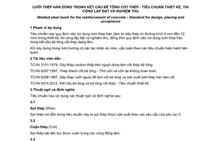 Tiêu chuẩn quốc gia TCVN 9391:2012 về Lưới thép hàn dùng trong kết cấu bê tông cốt thép - Tiêu chuẩn thiết kế, thi công lắp đặt và nghiệm thu