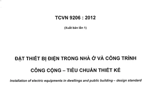 Tiêu chuẩn quốc gia TCVN 9206:2012 về Ðặt thiết bị điện trong nhà ở và công trình công cộng - Tiêu chuẩn thiết kế