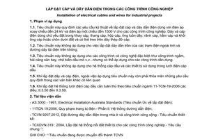 Tiêu chuẩn quốc gia TCVN 9208:2012 về Lắp đặt cáp và dây dẫn điện trong các công trình công nghiệp