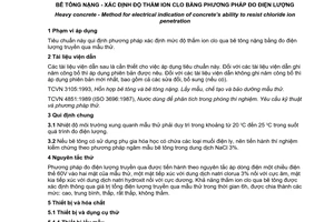 Tiêu chuẩn quốc gia TCVN 9337:2012 về Bê tông nặng – Xác định độ thấm ion clo bằng phương pháp đo điện lượng