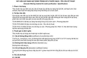 Tiêu chuẩn quốc gia TCVN 9068:2012 về Vật liệu lọc dạng hạt dùng trong xử lý nước sạch - Yêu cầu kỹ thuật