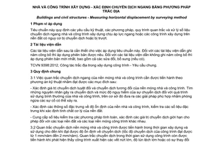 Tiêu chuẩn quốc gia TCVN 9399:2012 về Nhà và công trình xây dựng - Xác định chuyển dịch ngang bằng phương pháp trắc địa