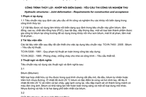 Tiêu chuẩn quốc gia TCVN 9159:2012 về Công trình thủy lợi - Khớp nối biến dạng - Yêu cầu thi công và nghiệm thu