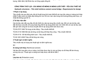 Tiêu chuẩn quốc gia TCVN 9150:2012 về Công trình thủy lợi – Cầu máng vỏ mỏng xi măng lưới thép – Yêu cầu thiết kế