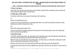 Tiêu chuẩn quốc gia TCVN 4196:2012 về Đất xây dựng - Phương pháp xác định độ ẩm và độ hút ẩm trong phòng thí nghiệm