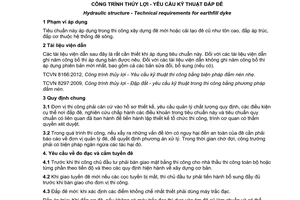 Tiêu chuẩn quốc gia TCVN 9165:2012 về Công trình thủy lợi - Yêu cầu kỹ thuật đắp đê