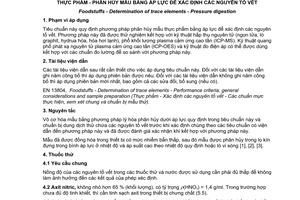 Tiêu chuẩn quốc gia TCVN 9525:2012 (EN 13805:2002) về Thực phẩm - Phân hủy mẫu bằng áp lực để xác định các nguyên tố vết