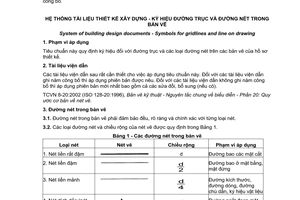 Tiêu chuẩn quốc gia TCVN 5570:2012 về Hệ thống tài liệu thiết kế xây dựng - Ký hiệu đường trục và đường nét trong bản vẽ