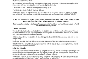 Tiêu chuẩn quốc gia TCVN 9262-2:2012 (ISO 7976-2:1989) về Dung sai trong xây dựng công trình - Phương pháp đo kiểm công trình và cấu kiện chế sẵn của công trình - Phần 2: Vị trí các điểm đo