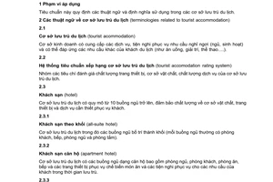 Tiêu chuẩn quốc gia TCVN 9506:2012 về Cơ sở lưu trú du lịch và các dịch vụ liên quan - Thuật ngữ và định nghĩa