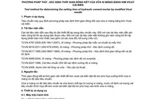 Tiêu chuẩn quốc gia TCVN 8875:2012 về Phương pháp thử - Xác định thời gian đông kết của vữa xi măng bằng kim Vicat cải biến
