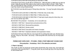 Tiêu chuẩn quốc gia TCVN 9310-3:2012 (ISO 8421-3:1990) về Phòng cháy chữa cháy - Từ vựng - Phần 3: Phát hiện cháy và báo cháy