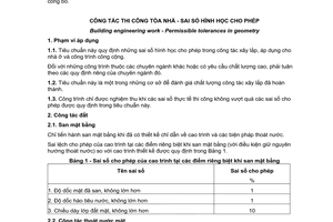 Tiêu chuẩn quốc gia TCVN 5593:2012 về Công tác thi công tòa nhà - Sai số hình học cho phép