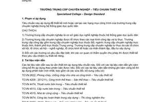 Tiêu chuẩn quốc gia TCVN 4602:2012 về Trường trung cấp chuyên nghiệp - Tiêu chuẩn thiết kế
