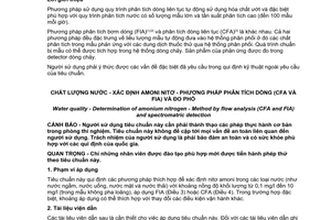 Tiêu chuẩn quốc gia TCVN 9242:2012 (ISO 11732:2005) về Chất lượng nước - Xác định Amoni nitơ - Phương pháp phân tích dòng (CFA và FIA) và đo phổ