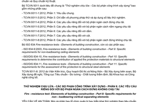 Tiêu chuẩn quốc gia TCVN 9311-8:2012 (ISO 834-8:2000) về Thử nghiệm chịu lửa - Các bộ phận công trình xây dựng - Phần 8 : Các yêu cầu riêng đối với bộ phận ngăn cách đứng không chịu tải