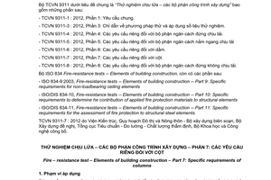 Tiêu chuẩn quốc gia TCVN 9311-7:2012 (ISO 834-7:2000) về Thử nghiệm chịu lửa - Các bộ phận công trình xây dựng- Phần 7: Các yêu cầu riêng đối với cột