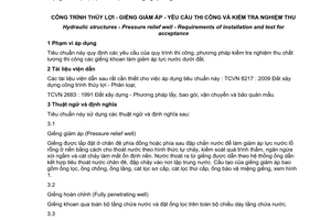 Tiêu chuẩn quốc gia TCVN 9157:2012 về Công trình thủy lợi - Giếng giảm áp - Yêu cầu thi công và kiểm tra nghiệm thu