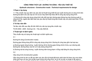 Tiêu chuẩn quốc gia TCVN 9162:2012 về Công trình thủy lợi - Đường thi công - Yêu cầu thiết kế