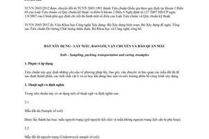 Tiêu chuẩn quốc gia TCVN 2683:2012 về Đất xây dựng - Lấy mẫu, bao gói, vận chuyển và bảo quản mẫu