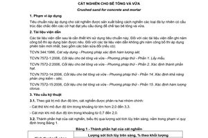 Tiêu chuẩn quốc gia TCVN 9205:2012 về Cát nghiền cho bê tông và vữa