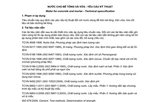 Tiêu chuẩn quốc gia TCVN 4506:2012 về Nước trộn bê tông và vữa - Yêu cầu kỹ thuật