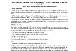 Tiêu chuẩn quốc gia TCVN 9351:2012 về Đất xây dựng - Phương pháp thí nghiệm hiện trường - Thí nghiệm xuyên tiêu chuẩn (SPT)