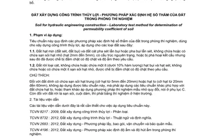 Tiêu chuẩn quốc gia TCVN 8723:2012 về Đất xây dựng công trình thủy lợi - Phương pháp xác định hệ số thấm của đất trong phòng thí nghiệm