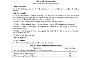 Tiêu chuẩn quốc gia TCVN 9034:2011 về Vữa và bê tông chịu axit
