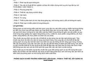 Tiêu chuẩn quốc gia TCVN 8664-4:2011 (ISO 14644-4:2001) về Phòng sạch và môi trường kiểm soát liên quan - Phần 4: Thiết kế, xây dựng và khởi động