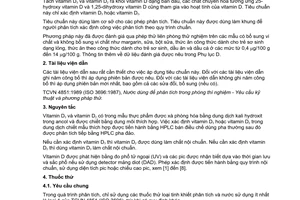 Tiêu chuẩn quốc gia TCVN 8973:2011 (EN 12821 : 2009) về Thực phẩm - Xác định vitamin D bắng sắc ký lỏng hiệu năng cao - Xác định cholecalciferol (D3) hoặc ergocalciferol (D2)