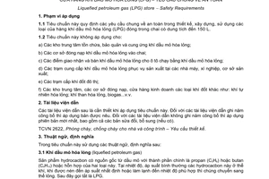 Tiêu chuẩn Việt Nam TCVN 6223:2011 về cửa hàng khí dầu mỏ hóa lỏng (LPG) – Yêu cầu chung về an toàn