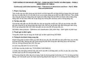 Tiêu chuẩn quốc gia TCVN 8594-2:2011 (ISO 9445-2 : 2009) về Thép không gỉ cán nguội liên tục - Dung sai kích thước và hình dạng - Phần 2: Băng rộng và tấm / lá