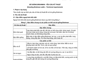 Tiêu chuẩn quốc gia TCVN 9120:2011 về Bò giống Brahman - Yêu cầu kỹ thuật