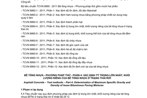 Tiêu chuẩn quốc gia TCVN 8860-4:2011 về Bê tông nhựa - Phương pháp thử - Phần 4: Xác định tỷ trọng lớn nhất, khối lượng riêng của bê tông nhựa ở trạng thái rời
