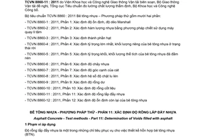 Tiêu chuẩn quốc gia TCVN 8860-11 : 2011 về Bê tông nhựa - Phương pháp thử - Phần 11: Xác định độ rỗng lấp đầy nhựa