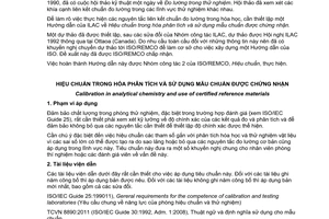 Tiêu chuẩn Việt Nam TCVN 8891:2011 (ISO GUIDE 32:1997) về Hiệu chuẩn trong hóa phân tích và sử dụng mẫu chuẩn được chứng nhận