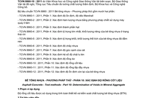 Tiêu chuẩn quốc gia TCVN 8860-10:2011 về Bê tông nhựa - Phương pháp thử - Phần 10: Xác định độ rỗng cốt liệu
