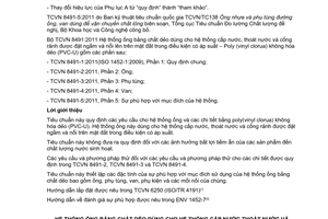 Tiêu chuẩn quốc gia TCVN 8491-5:2011 (ISO 1452-5:2009) về Hệ thống ống bằng chất dẻo dùng cho hệ thống cấp nước thoát nước và cống rãnh được đặt ngầm và nổi trên mặt đất trong điều kiện có áp suất - Poly (vinyl clorua) không hóa dẻo (PVC-U) - Phần 5: Sự phù hợp với mục đích của hệ thống