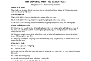 Tiêu chuẩn Việt Nam TCVN 8659:2011 về hạt giống đậu xanh - Yêu cầu kỹ thuật