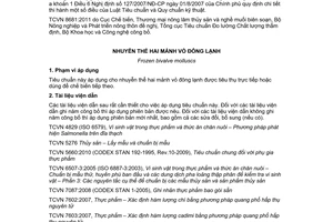 Tiêu chuẩn Việt Nam TCVN 8681:2011 về nhuyễn thể hai mảnh vỏ đông lạnh