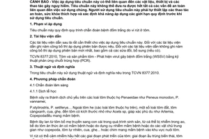 Tiêu chuẩn Việt Nam TCVN 8710-3:2011 về bệnh thủy sản - quy trình chẩn đoán - phần 3: bệnh đốm trắng ở tôm