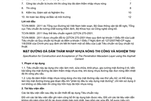 Tiêu chuẩn quốc gia TCVN 8809:2011 về Mặt đường đá dăm thấm nhập nhựa nóng - Thi công và nghiệm thu