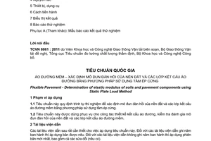 Tiêu chuẩn quốc gia TCVN 8861:2011 về áo đường mềm – Xác định mô đun đàn hồi của nền đất và các lớp kết cấu áo đường bằng phương pháp sử dụng tấm ép cứng