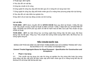 Tiêu chuẩn quốc gia TCVN 8858:2011 về móng cấp phối đá dăm và cấp phối thiên nhiên gia cố xi măng trong kết cấu áo đường ô tô – Thi công và nghiệm thu