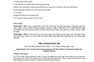 Tiêu chuẩn quốc gia TCVN 8863 : 2011 về Mặt đường láng nhựa nóng - Thi công và nghiệm thu