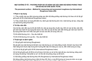 Tiêu chuẩn quốc gia TCVN 8865:2011 về Mặt đường ô tô - Phương pháp đo và đánh giá xác định độ bằng phẳng theo chỉ số độ gồ ghề quốc tế IRI